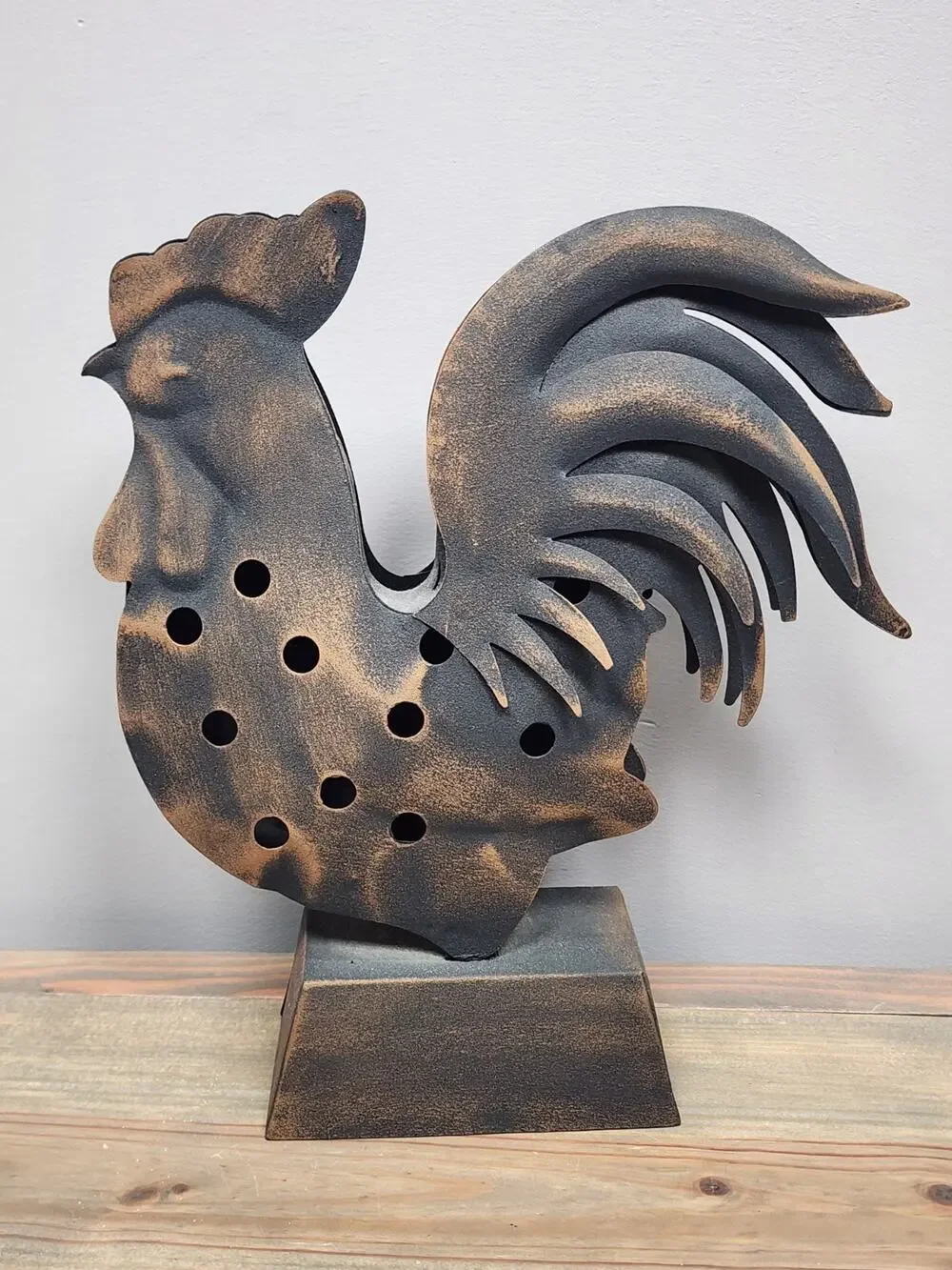 Rustic Rooster Tea Light Candle Holder, 11” Out/Indoor Alco Iluminations
